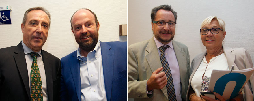 A la izquierda, Enrique Sánchez, médico de Linde; y Alberto Jara, gerente del Área Integral de Ciudad Real. A la derecha, José Luis Baquero, vicepresidente del Foro Español de Pacientes; y Mercè Tella, vicepresidenta de Seaus.