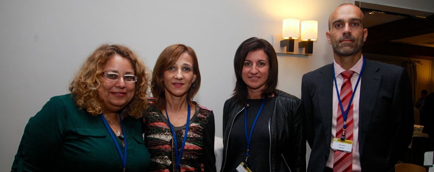 Las representantes del Área de Salud de Fuerteventura, Maria Sandra Celís, Adolfina María Hernández y Agustina Acosta; y el director general de Sanitaria 2000,