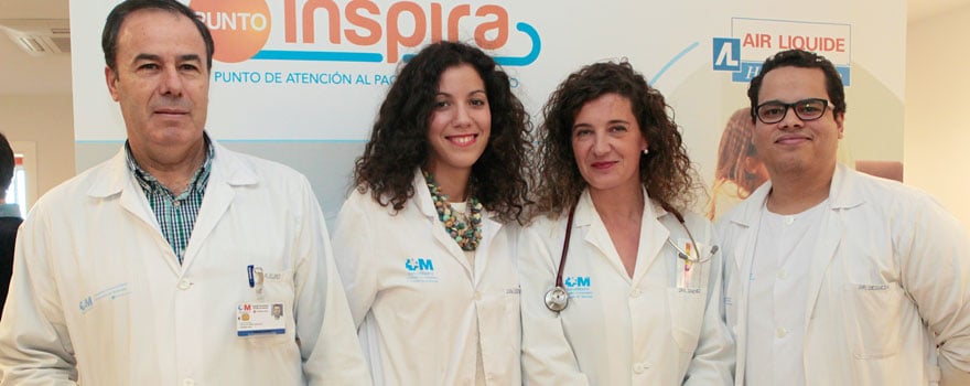 El Servicio de Neumología del HUPA: Julio Flores, médico adjunto; Alba Esperanza, residente; Silvia Sánchez, médica adjunta, y William De Sueza, residente.