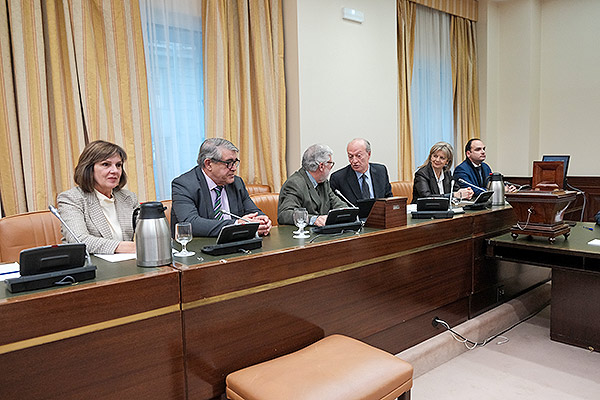 Miembros de la mesa de la Comisión de Sanidad, tras las votaciones.