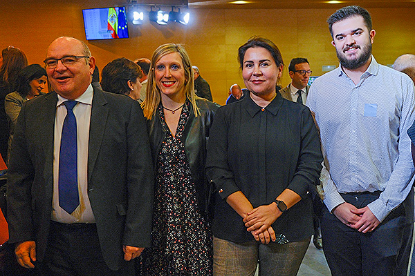 José Manuel Pingarrón, secretario general de Universidades; Patricia Fanlo, consejera de Universidad, Innovación y Transformación Digital en Navarra; María José Calasanz, catedrática de genética de la Universidad de Navarra; y Germán Gutiérrez, vicepresidente de Política Universitaria de la CREUP.