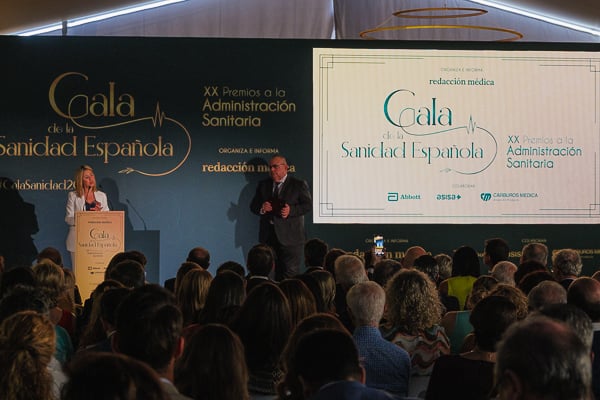 Un momento durante su discurso.
