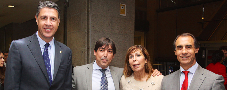 Xavier Albiol, coordinador general del Partido Popular de Cataluña; Rubén Urosa, director general del Injuve; Alicia Sánchez Camacho, presidenta del PP de Cataluña y César Antón, director general del Imserso.