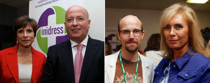 A la izquierda, Lola Franco, socia directora, y Miguel Ángel Moyano, director general, de Soandex. A la derecha, Antonio Gigante y María Isabel Ordóñez, coordinadores del 'Plan Dignifica' del Hospital de Alcázar de San Juan y el Complejo Hospitalario de Toledo, respectivamente.