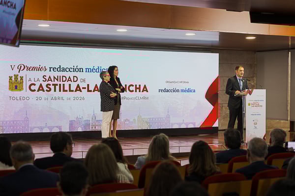 Un instante durante el discurso de agradecimiento.