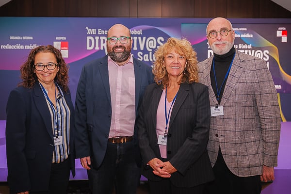 Blanca Pérez, directora de gestión del Hospital Virgen de la Poveda; Alejandro Lendínez, gerente del Hospital Asociado Universitario Virgen de la Poveda; María Andión Goñi, directora de Enfermeria del Hospital Universitario 12 de Octubre; y Jesús Sanz, presidente de ANDE.