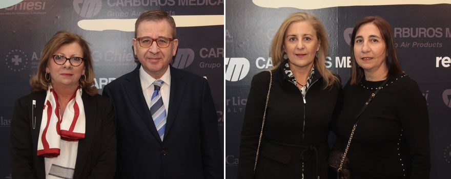 Sara Gasco y Jorge Andrada. A la derecha, Patricia de Sequena y Marian Goicoechea, miembros de la junta de la Sociedad Española de Nefrología. 