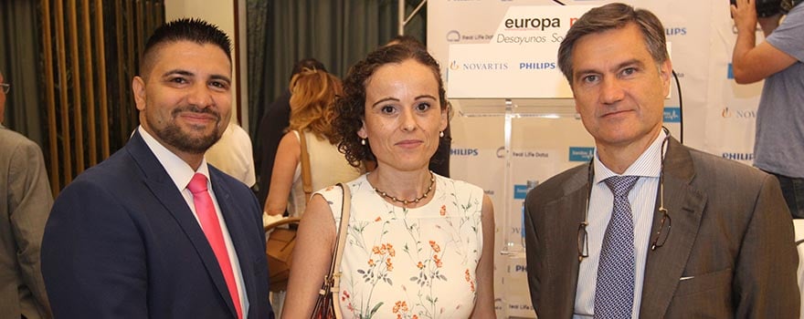 Juan Antonio Gómez; Susana García, directora general de Telecomunicaciones de la Junta de Castilla y León y Juan Sanabria, presidente de Philips Ibérica.