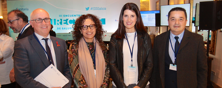 Antonio Fernández Campa, Carolina González-Criado; Mónica Palomanes, directora de Regional Access and Business de Roche Pharma, e Isidro Núñez.