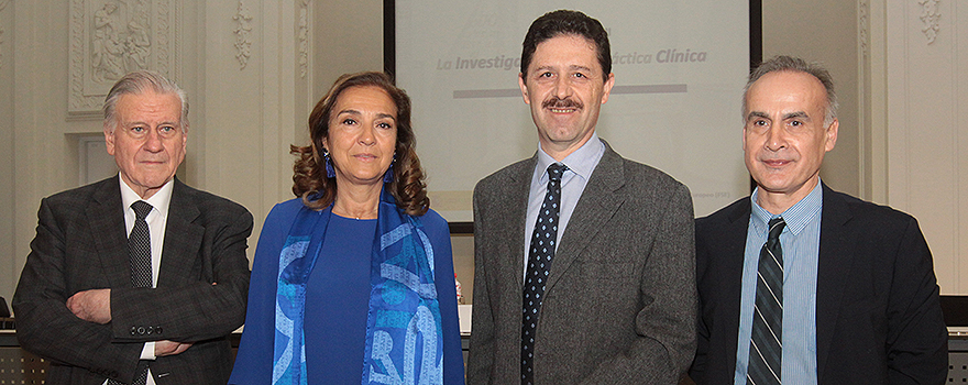 Valentín Fuster; Carmen Vela; Pablo L. Ortiz Romero, catedrático de Dermatología en la Universidad Complutense y jefe de Servicio de Dermatología en el Hospital 12 de Octubre; Jesús Fernández Crespo.