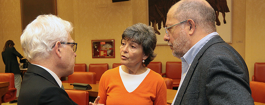 Jesús María Fernández, Amparo Botejara y Francisco Igea, portavoces de Sanidad del PSOE, Podemos y Ciudadanos.