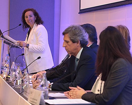 La presidentea de Neumomadrid, María Jesús Rodríguez Nieto, en un momento de su discurso