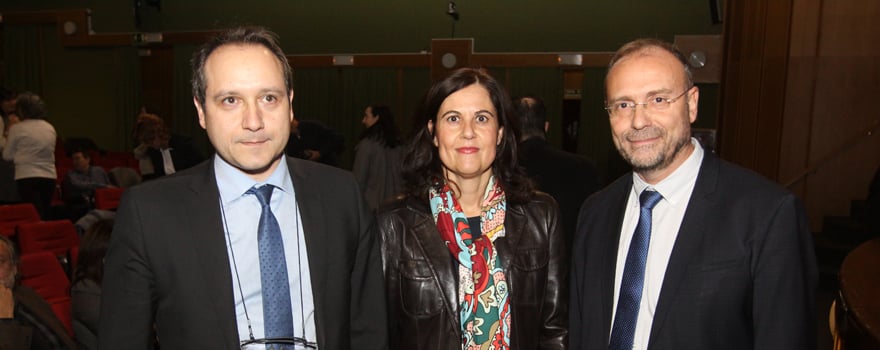 José Antonio Alonso, director general de Sistemas de Información del Sermas; Yolanda Aguilar, secretaria general del Sermas, y Julio Zarco, director general de Humanización.