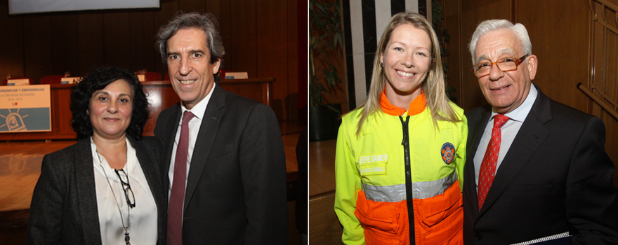 Nuria Fernández de Cano, y Miguel Ángel Sánchez Chillón, presidente del Colegio de Médicos de Madrid. A la derecha Carrillo y Sánchez Martos.