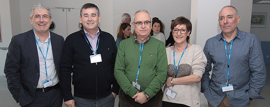 Juan Pedro Tirapu, del Complejo Hospitalario de Navarra; Alberto Manzano, del Hospital Universitario Araba; José Manuel García, del Hospital Universitario de Basurto; Nela Hernández, del Hospital Universitario de Araba; Pedro Morrondo, del Hospital Universitario de Donosti.