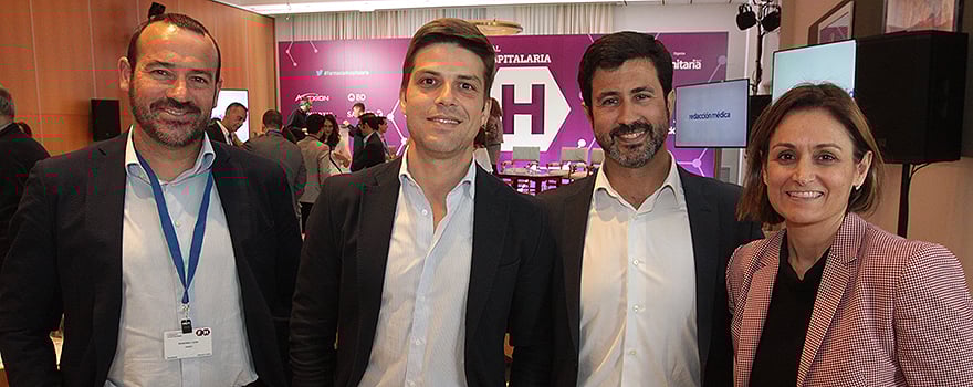 Lucas Bonachera, Regional Market Access Manager de Alexion, Francisco Rufián, Pablo Benítez y Ana Alemany de Novartis.