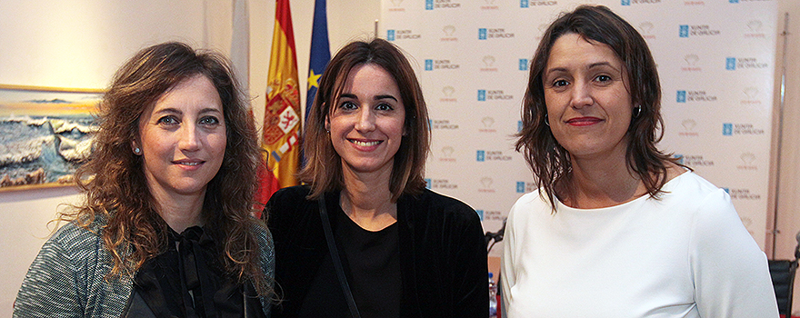 Raquel Alcalde, gerente de Asomega; Ángela Fanjul, asistente de Don Enrique Iglesias; Cristina Muñoz.