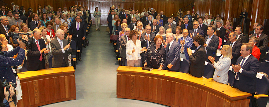 Un momento del nombramiento de Valentín Fuster como nuevo presidente del Consejo Asesor de Sanidad. 