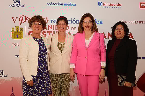 Mari Luz García, responsable de Enfermería de Mañana del Centro de Salud Alamín; Esther Bayoneta, coordinadora del Centro de Salud Alamín; Alicia Caballero, responsable de Enfermería de Tarde del Centro de Salud de Alamín; y María Luisa Bravo, jefa de grupo de auxiliares administrativos del Centro de Salud Alamin.