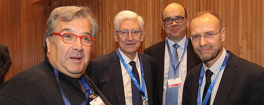 Francisco Toquero, exvicesecretario de la OMC; José Ramón Luis-Yagüe, director de Relaciones con las CCAA de Farmaindustria; Javier Urzay, subdirector general de Farmaindustria; Julio Zarco, director de Personalización de la Asistencia del Clínico San Carlos.