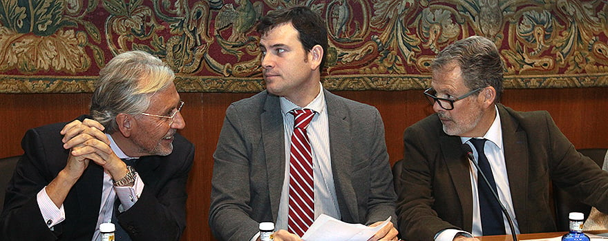 Francisco Fernández-Aviles, Borja Ibáñez y José Ángel Cabrera intercambian opiniones antes de empezar la mesa redonda.