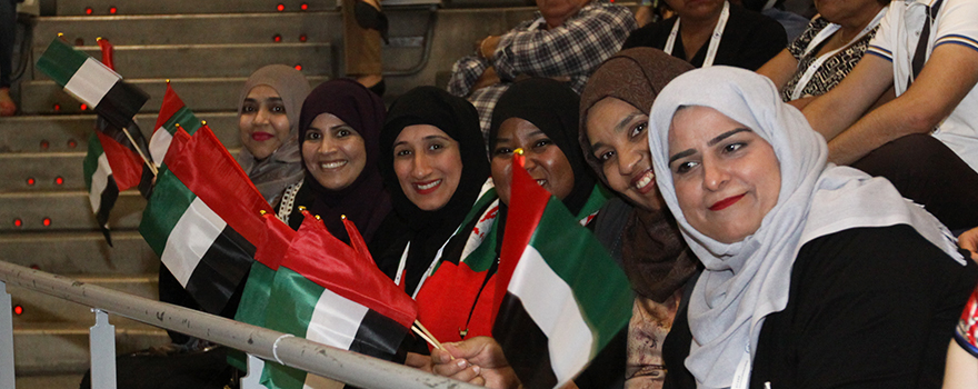 Enfermeras de Dubai antes de que comience la ceremonia. 