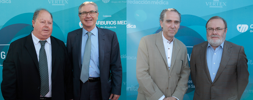 A la izquierda, Rafael Pereiro, del Servicio Andaluz de Salud, y Joseba Barroeta, gerente del Hospital Gregorio Marañón. A la derecha, Enrique Alexandre, asesor de la Consejería de Sanidad de Madrid, y Rafael Pérez-Santamarina, gerente del Hospital La Paz.