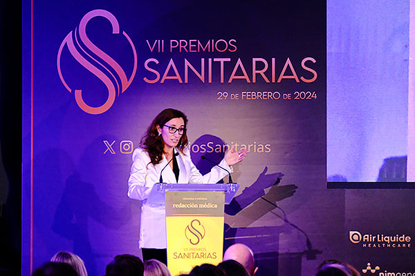 García durante su discurso en los VII Premios Sanitarias.