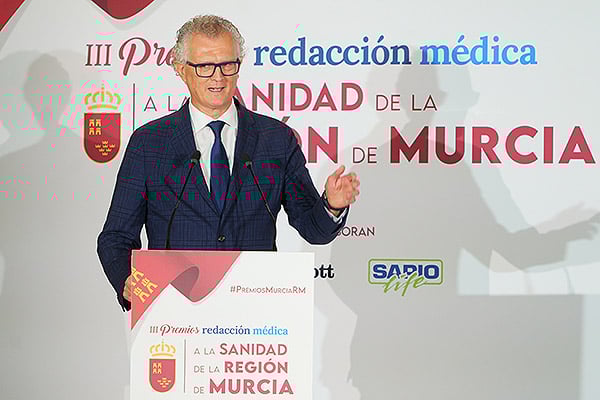 Juan José Pedreño durante la clausura de los III Premios Redacción Médica a la Sanidad de la Región de Murcia.
