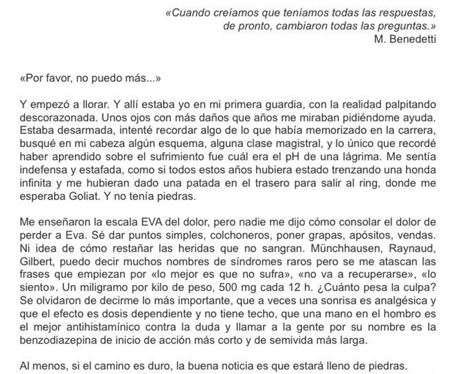 La carta de Sara Yebra.