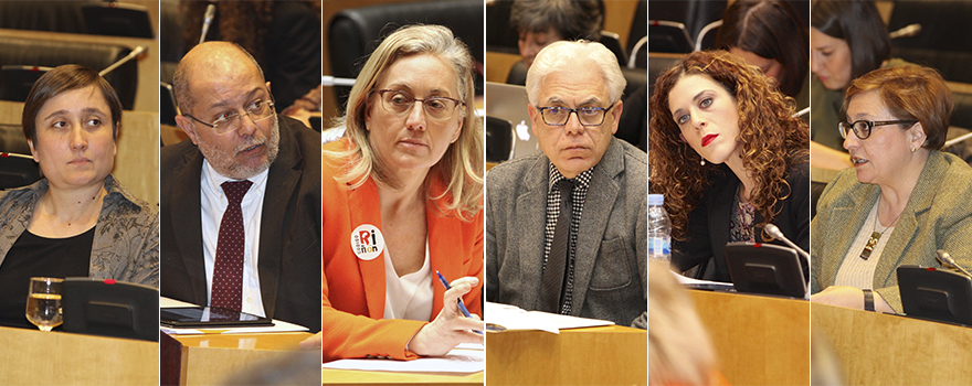 Sibina, Igea, Angulo, Fernández, Miriam Alconchel, del PSOE y Guadalupe Martín, del PSOE.
