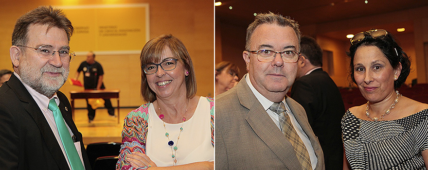 José de Frutos Vaquerizo, gerente de la Universidad Politécnica de Madrid, y Marina Villegas, directora de la Agencia Estatal de Investigación. A la derecha, Guillermo Cisneros con Asunción Gómez, vicerrectora de Investigación, Innovación y Doctorado de la Universidad Politécnica de Madrid. 