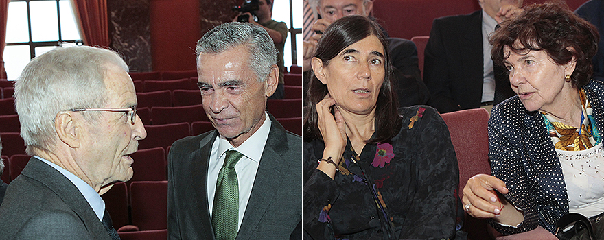 Antonio Garrigues Walker, presidente de honor de Garriges, y Fernando García Sánchez, presidente de la Fundación Iberdrola. A la derecha María Blasco con Regina Revilla, directora ejecutiva de Policy & Government Affairs de MSD. 