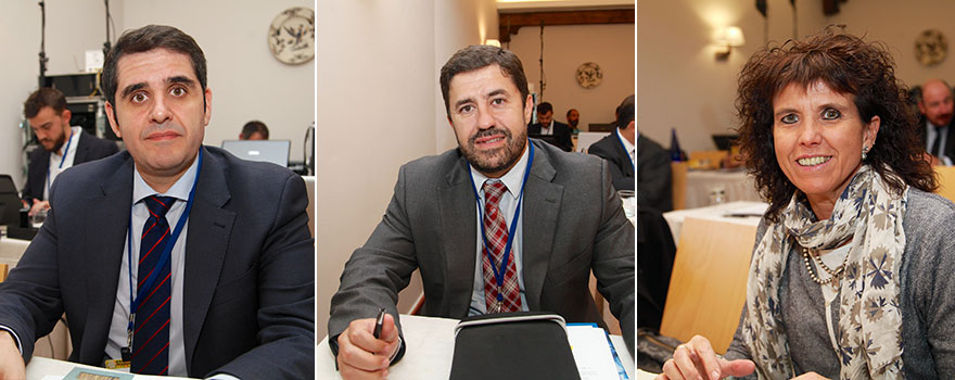 Manuel Pacheco, director comercial de Air Liquide; Jesús Prieto, director de Point of Care en Siemens Healthinees España; y Blanca Fernández-Lasquetty, vocal de ANDE en Castilla-La Mancha.