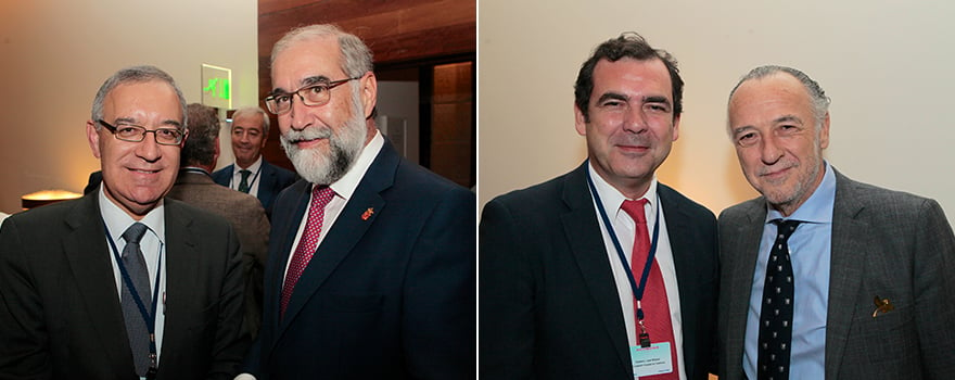 José Soto, gerente del Hospital Clínico San Carlos; y Fernando Domínguez. A la derecha, Juan Manuel Pacheco y José María Pino. 