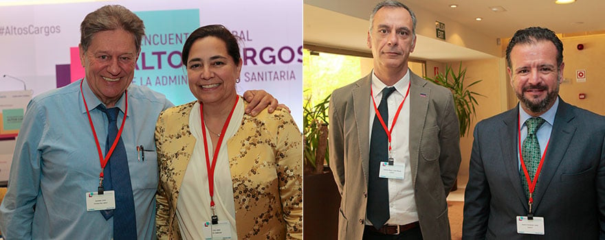 Javier Quesada, presidente ejecutivo de los Premios Jaime I; y Belén Soto, de GE Healthcare. A la derecha, Victor Manuel Sánchez y David Javiérrez, ambos de Sanofi.