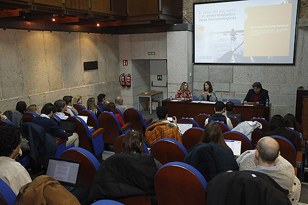 Aspecto de la sala durante la presentación de Sobi del documento 'El viaje del paciente con enfermedades raras hematológicas'.