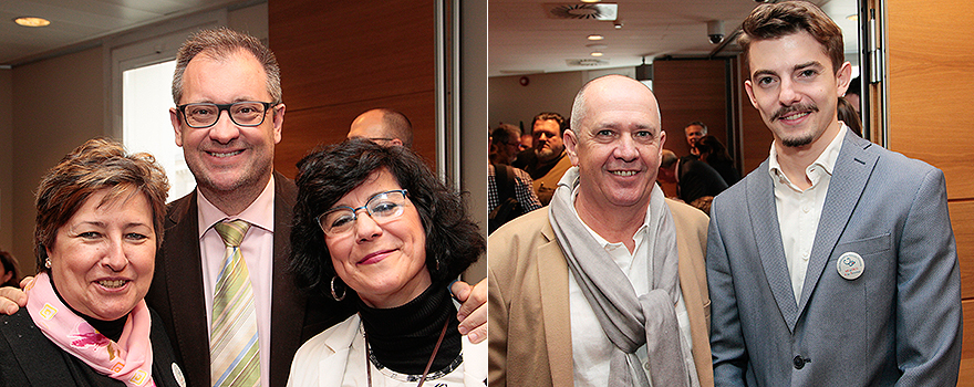 Aurora García-Lerín, Rafael Micó y Olga García, de Semergen. A la derecha, Gabriel del Pozo y Alejandro Iñarra.