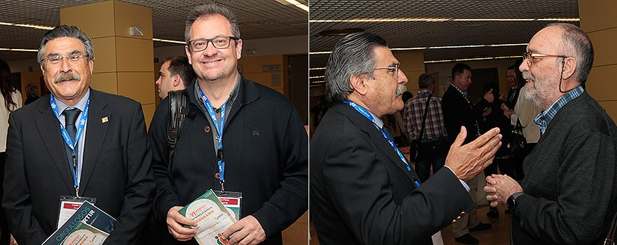 José Luis Llisterri junto a Rafael Micó, secretario general de Semergen.  al derecha, Llisterri charla con uno de los asistentes al congreso.