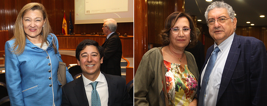 A la izquierda, Mar Barbero, directora de la Federación de Daño Cerebral, con Borja Fanjul director general de Discapacidad del Ministerio de Sanidad. A la derecha, Agustín Rivero, exdirector general de Cartera Básica de Servicios del SNS y Farmacia, con Maravillas Izquierdo, subdirectora general de Cartera Básica de Servicios del Sistema Nacional de Salud.