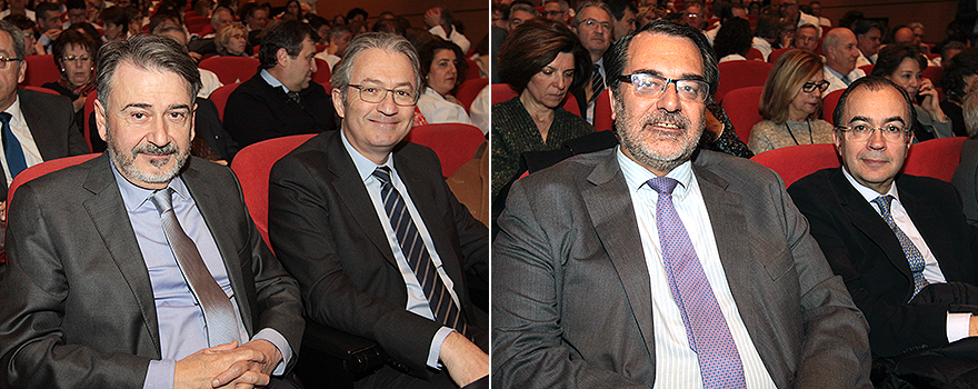 Modoaldo Garrido, gerente del Hospital Fundación Alcorcón; Juan Carlos Alonso, director económico del Hospital Fundación Alcorcón .Fernando Jou Rivera, gerente del Virgen de la Poveda de la capital; Álvaro Rivera, gerente del Instituto José Germain.