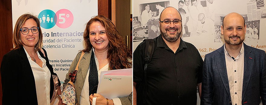 A la izquierda, Magdalena Berga, supervisora del área de Microbiología del Hospital de Son Llàtzer, con Yolanda Lladó, enfermera del Hospital de Son Llàtzer. A la derecha, Antonio Herrero González, director del Servicio de Informática del Hospital Universitario Rey Juan Carlos; y Raúl Mesón Gutiérrez, subdirector del Servicio de Informática del Hospital Universitario Rey Juan Carlos.