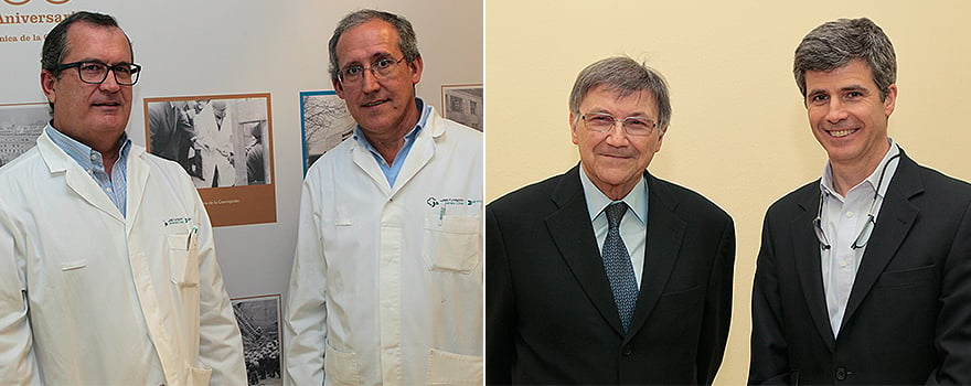 A la izquierda, Fernando Ybañez y Jaime Fernández Cuadrado, jefes del Servicio de Radiología. A la derecha, Francisco Castellano con Adolfo Fernández-Valmayor.