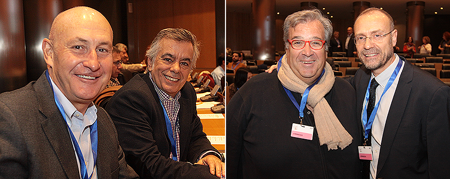 Jordi Marti, presidente de Asebio; Juan del Llano, director Fundación Gaspar Casal. En la imagen de la derecha Francisco Toquero junto a Julio Zarco.