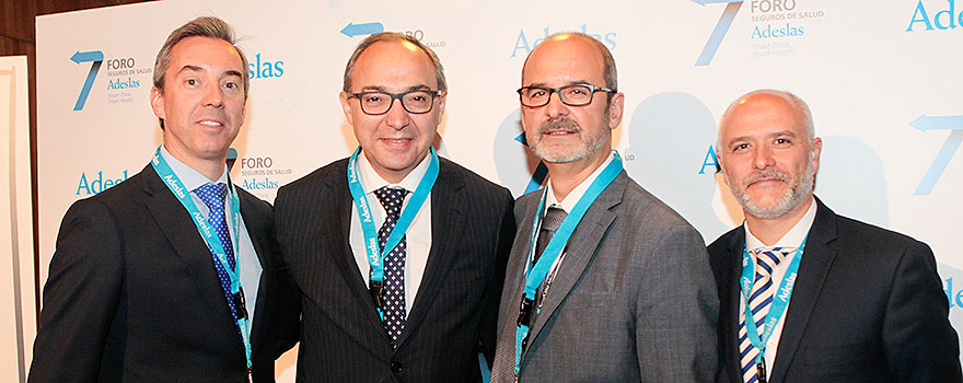 Juan Carlos González, delegado comercial de Segurcaixa Adeslas, Lorenzo Alonso, director comercial de Segurcaixa Adeslas, Juan Sánchez, director de área de Agencaixa y Julián Chico, de ECEB Madrid.