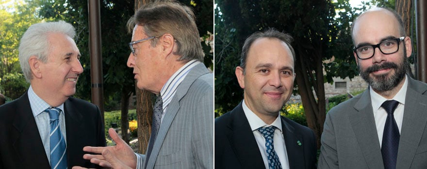 Enrique Castellón Leal, de CRB Inverbío, con Adolfo de la Fuente, secretario de Asomega. A la derecha, José Antonio Ballesteros, director general de Asistencia Sanitaria del Servicio de Salud de Castilla-La Mancha, e Íñigo Cortázar, director de Recursos Humanos del Sescam.