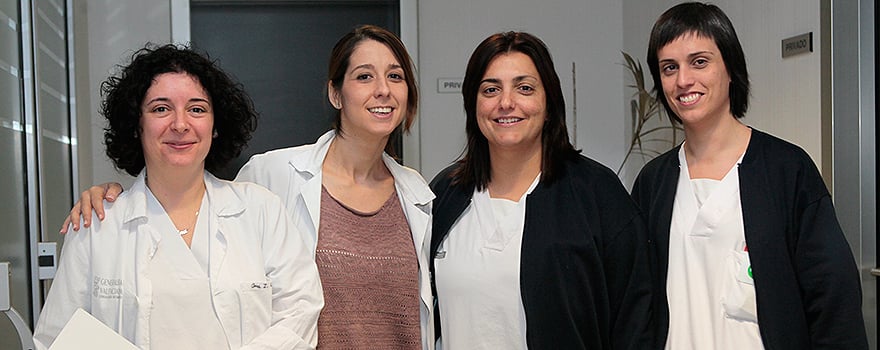 Ana Usero, Cristina Hernando, Miriam Escrig y Silvia Coret, del equipo de Enfermería del Incliva. 