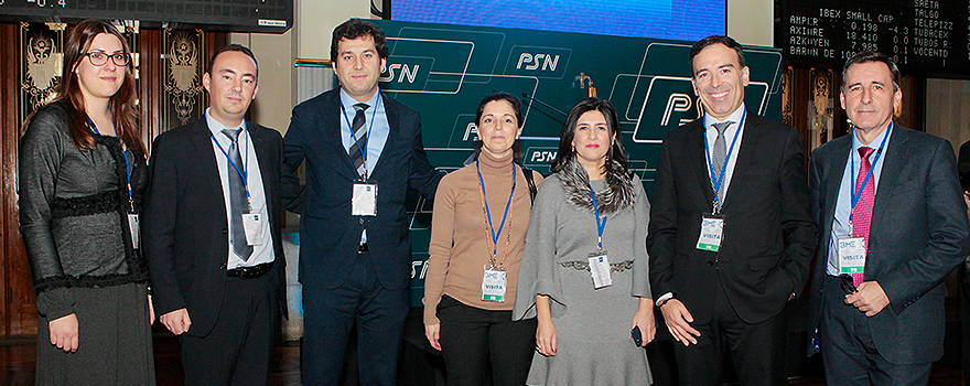 De izquierda a derecha, parte del equipo de PSN: Cibeles Barragán, del Departamento de Comunicación; David San Cristóbal, director de Comunicación; Juan Fresneda, responsable de Front Office y Fondos de Pensiones; Vanesa Bermejo, directora de Área de IT; Marisa Díaz-Meco, directora de Área de Auditoría Interna; Juan Manuel Criado, director de Área Operativa; y Juan Carretero, director de Área de Productos. 