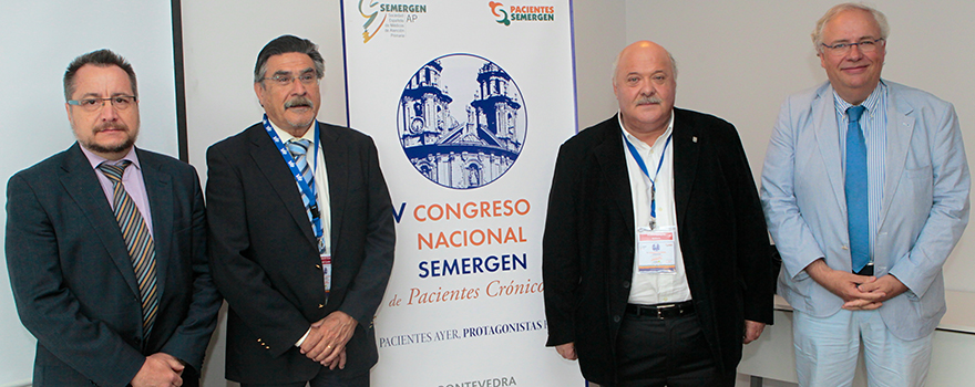 José Luis Baquero, vicepresidente y responsable del área científica en el Foro Español de Pacientes: José Luis Llisterri, Isidoro Rivera  y Josep Vergés, presidente de OAFI. 