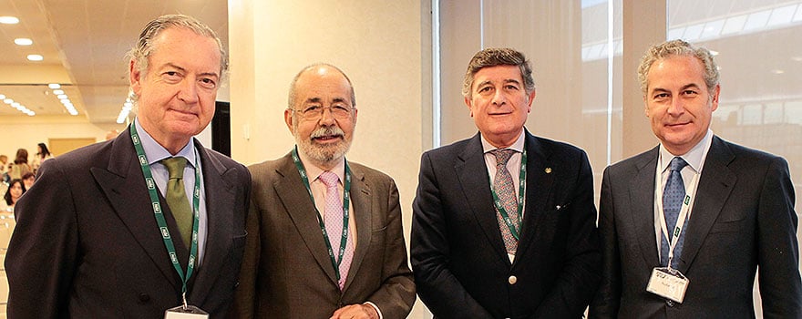 Alberto García Romero, expresidente del Colegio de Farmacéuticos de Madrid; Carlos María Pedrosa, letrado del Consejo de Administración de PSN; Manuel Pérez, consejero de PSN; y Luis Quiroga, notario del Consejo de Administración de PSN.